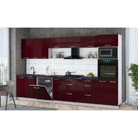 Готовая кухня Интерлиния Мила Gloss 3.5-ПМ1-2 (бордовый глянец/бордовый глянец/кастилло темный) - Превью изображения №3 — Интернет-магазин ПроЗаказ