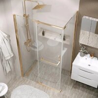 Душевая стенка Grossman Pragma 90x195 200.K33.03.90.32.00 (золото сатин,стекло прозрачное) - Превью изображения №5 — Интернет-магазин ПроЗаказ