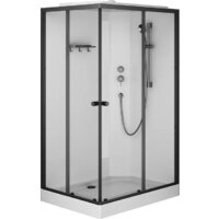 AM.PM X-Joy 120x80 W94C-403-12080BT (черный матовый/прозрачное стекло)