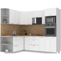 Готовая кухня Интерлиния Мила Лайт 1.68x2.4 левая (белый платинум/белый платинум/дуб бунратти) - Превью изображения №1 — Интернет-магазин ПроЗаказ