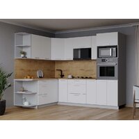 Готовая кухня Интерлиния Мила Лайт 1.68x2.4 левая (белый платинум/белый платинум/дуб бунратти) - Превью изображения №2 — Интернет-магазин ПроЗаказ