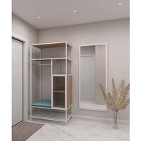 Стеллаж Hype Mebel Босс 100x200 (черный/дуб галифакс олово/велюр серый) - Превью изображения №3 — Интернет-магазин ПроЗаказ