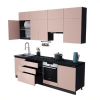 Готовая кухня ВерсоМебель Эко Премиум 2.6 (пудровый/ст. тунис) - Превью изображения №2 — Интернет-магазин ПроЗаказ