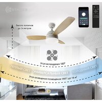 Припотолочная люстра Estares Fan Wood 48W+18W R-APP-1060x390-WHITE/WOOD/WHITE-220-IP20 - Превью изображения №5 — Интернет-магазин ПроЗаказ
