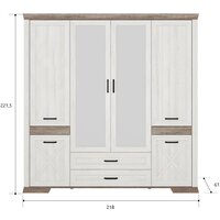 Шкаф распашной Black Red White Marselle SZF6D2S (ясень снежный/дуб сонома темный) - Превью изображения №4 — Интернет-магазин ПроЗаказ