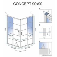 Душевой уголок Rea Concept 90x90 (черный/прозрачное стекло) - Превью изображения №5 — Интернет-магазин ПроЗаказ
