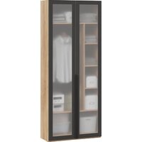 Трия Порто СМ-393.07.226 с 2 дверями со стеклом (яблоня беллуно/графит/стекло сатин черное)