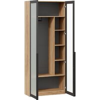 Шкаф-пенал Трия Порто СМ-393.07.226 с 2 дверями со стеклом (яблоня беллуно/графит/стекло сатин черное) - Превью изображения №4 — Интернет-магазин ПроЗаказ