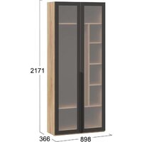 Шкаф-пенал Трия Порто СМ-393.07.226 с 2 дверями со стеклом (яблоня беллуно/графит/стекло сатин черное) - Превью изображения №2 — Интернет-магазин ПроЗаказ