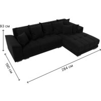 Угловой диван Лига диванов НордСтар правый 121117 (микровельвет черный/подушки микровельвет черный) - Превью изображения №10 — Интернет-магазин ПроЗаказ