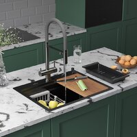 Кухонная мойка Roxen Stage 560250-60B PVD графит (c держателем для ножей, двумя коландерами, разделочной доской и дозатором) - Превью изображения №2 — Интернет-магазин ПроЗаказ