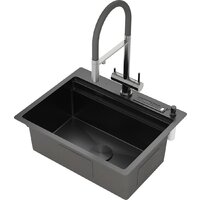 Кухонная мойка Roxen Stage 560250-60B PVD графит (c держателем для ножей, двумя коландерами, разделочной доской и дозатором) - Превью изображения №4 — Интернет-магазин ПроЗаказ