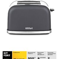 Тостер Kitfort KT-2036-5 (графит) - Превью изображения №2 — Интернет-магазин ПроЗаказ