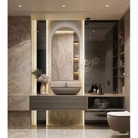 Зеркало EMZE Led с подсветкой и УФ-окантовкой 50x100 LED.UV.ARC.50.100.AUR (золото) - Превью изображения №2 — Интернет-магазин ПроЗаказ
