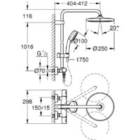Душевая система  Grohe Tempesta Cosmopolitan System 250 26670000 - Превью изображения №4 — Интернет-магазин ПроЗаказ