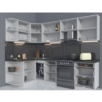 Готовая кухня Интерлиния Мила Матте 1.5x2.6 Б правая (белый-белый-кастилло темный) - Превью изображения №7 — Интернет-магазин ПроЗаказ