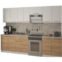 Готовая кухня Кастанье Марта 2.8 (белый глянец/дуб крафт золотой матовый) - Превью изображения №1 — Интернет-магазин ПроЗаказ