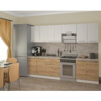 Готовая кухня Кастанье Марта 2.8 (белый глянец/дуб крафт золотой матовый) - Превью изображения №2 — Интернет-магазин ПроЗаказ