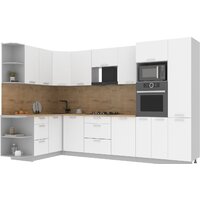 Готовая кухня Интерлиния Мила Лайт 1.68x3.2 левая (белый платинум/белый платинум/дуб бунратти) - Превью изображения №1 — Интернет-магазин ПроЗаказ