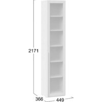 Шкаф-пенал Трия Порто СМ-393.07.213 с 1 дверью со стеклом (белый жемчуг/стекло сатин белое) - Превью изображения №2 — Интернет-магазин ПроЗаказ