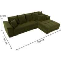 Угловой диван Лига диванов НордСтар правый 121114 (микровельвет зеленый/подушки микровельвет зеленый) - Превью изображения №10 — Интернет-магазин ПроЗаказ