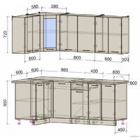 Готовая кухня Интерлиния Мила 12x20 (бетон лайт-антрацит-опал светлый) - Превью изображения №4 — Интернет-магазин ПроЗаказ