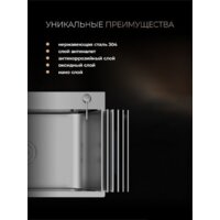 Кухонная мойка Roxen Simple 560220-50B PVD графит (с коландером и дозатором) - Превью изображения №9 — Интернет-магазин ПроЗаказ