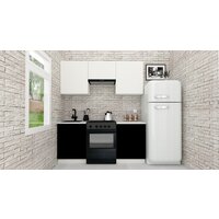 Готовая кухня ВерсоМебель Эко-1 1.7 (белый фасадный/черный/ст.мрамор итальянский) - Превью изображения №2 — Интернет-магазин ПроЗаказ