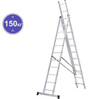 Новая высота NV 123 алюминиевая трёхсекционная 3x11 ступеней