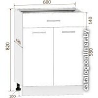 Шкаф напольный Кортекс-мебель Корнелия Лира НШ60р1ш без столешницы (белый) - Превью изображения №4 — Интернет-магазин ПроЗаказ