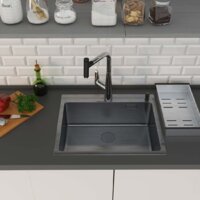 Кухонная мойка Roxen Simple 560220-55B PVD графит (с коландером и дозатором) - Превью изображения №2 — Интернет-магазин ПроЗаказ