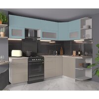 Готовая кухня Интерлиния Мила Матте 1.5x2.5 Б правая (океан/луна/травертин серый) - Превью изображения №2 — Интернет-магазин ПроЗаказ