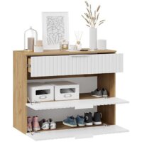 Тумба для обуви Трия Хилтон комбинированная Исп.2.3 (дуб крафт золотой/белый матовый) - Превью изображения №2 — Интернет-магазин ПроЗаказ