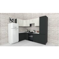 Готовая кухня ВерсоМебель Эко-8 1.4x2.7 левая (дуб крафт белый/антрацит/ст.мрамор итальянский) - Превью изображения №2 — Интернет-магазин ПроЗаказ