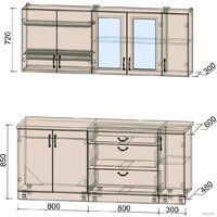 Готовая кухня Интерлиния Мила Крафт 1.9Б (дуб серый/дуб полярный/травертин серый) - Превью изображения №3 — Интернет-магазин ПроЗаказ
