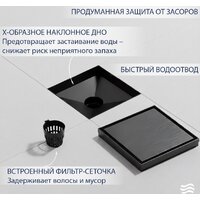 Трап/канал Lauter 214006-G2MB 150x150 (черный матовый) - Превью изображения №3 — Интернет-магазин ПроЗаказ