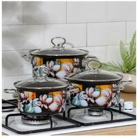 Набор кастрюль КМЗ Адель 5 1 Элит (3шт, коричневый) - Превью изображения №4 — Интернет-магазин ПроЗаказ