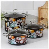 Набор кастрюль КМЗ Адель 5 1 Элит (3шт, коричневый) - Превью изображения №2 — Интернет-магазин ПроЗаказ