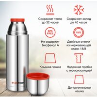 Термос StarWind 20-1200 1.2л (серебристый/красный) - Превью изображения №10 — Интернет-магазин ПроЗаказ