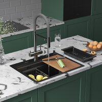 Кухонная мойка Roxen Stage 560250-60-BS оружейная сталь (с держателем для ножей и аксессуарами) - Превью изображения №2 — Интернет-магазин ПроЗаказ