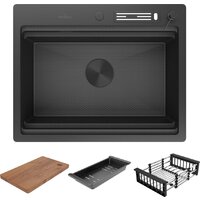 Кухонная мойка Roxen Stage 560250-60-BS оружейная сталь (с держателем для ножей и аксессуарами) - Превью изображения №4 — Интернет-магазин ПроЗаказ