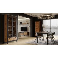 Шкаф-витрина Black Red White Loft REG2W1S (дуб вотан/черный) - Превью изображения №2 — Интернет-магазин ПроЗаказ