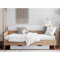 Кровать-тахта Мебельград Калгари 90x200 (дуб натуральный светлый/белый матовый) - Превью изображения №3 — Интернет-магазин ПроЗаказ