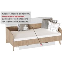 Кровать-тахта Мебельград Калгари 90x200 (дуб натуральный светлый/белый матовый) - Превью изображения №4 — Интернет-магазин ПроЗаказ