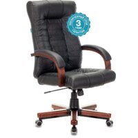 Офисное кресло Бюрократ KB-10WALNUT/B/LEATH (черный) - Превью изображения №2 — Интернет-магазин ПроЗаказ