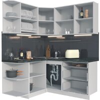 Кухонный модуль Интерлиния Мила Матте 1.5x1.7 А (белый/черный/дуб бунратти) - Превью изображения №2 — Интернет-магазин ПроЗаказ