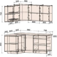 Кухонный модуль Интерлиния Мила Матте 1.5x1.7 А (белый/черный/дуб бунратти) - Превью изображения №6 — Интернет-магазин ПроЗаказ