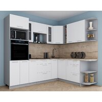 Готовая кухня Интерлиния Мила Gloss 1.88x2.4 правая (белый софт/белый софт/травертин серый) - Превью изображения №3 — Интернет-магазин ПроЗаказ