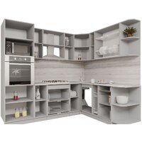 Готовая кухня Интерлиния Мила Gloss 1.88x2.4 правая (белый софт/белый софт/травертин серый) - Превью изображения №2 — Интернет-магазин ПроЗаказ