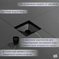 Трап/канал Lauter 2140062-L1MB 150x150 (черный матовый) - Превью изображения №3 — Интернет-магазин ПроЗаказ